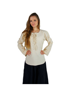 Middeleeuwse blouse model Tilda, naturel witte kleur