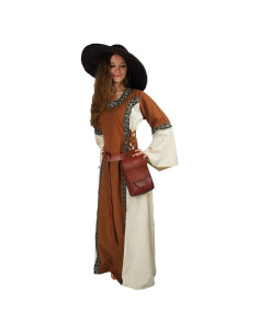 Vestido medieval mujer Angie, marrón tabaco-natural