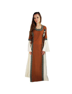 Vestido medieval mujer Angie, marrón tabaco-natural 2
