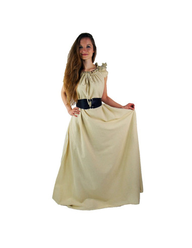 Lang middelalderlig kjole model Clara, creme farve