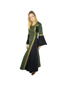 Middelalderkjole kvindemodel Sophie, Grøn-Sort 2