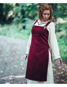 Middeleeuwse Viking Aila schort in wol, rode kleur