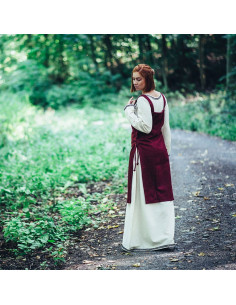 Delantal medieval vikingo Aila en lana, color rojo 2