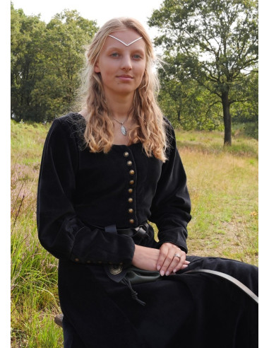 Elizabeth middelalderkjole, sort fløjl