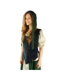 Crespina medieval mujer modelo Alex, verde y blanco natural