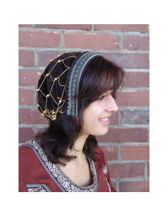 Cofia medieval de noble Elaine, color marrón