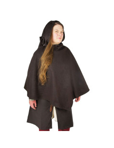 Gugel vikingo Egill, lana marrón oscuro