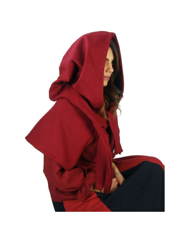 Gugel medieval de lana modelo Anita, rojo