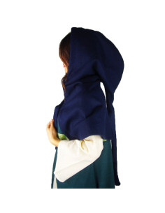 Gugel medieval de lana modelo Anita, azul