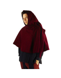 Gugel medieval de lana modelo Paul, rojo