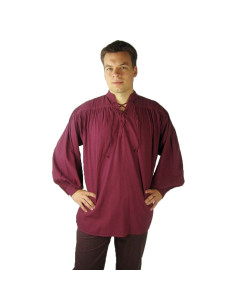 Camisa medieval Friedrich con lazos, color vino