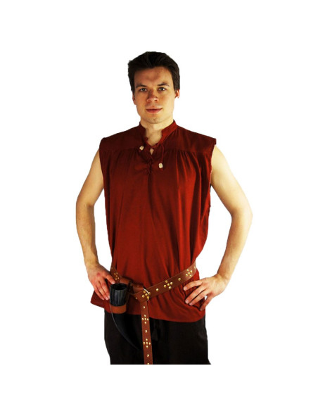 Camisa medieval roja sin mangas,...
