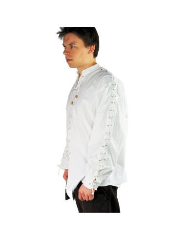 Mittelalterhemd mit Krawatten Gustavo Modell, weiße Farbe