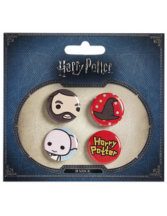 Set van 4 badges, Hagrid, Hat, Dobby en Harry Potter