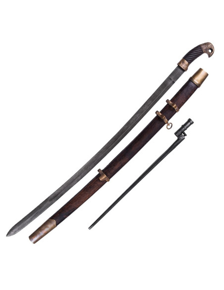 Sable Shashka envejecido, con bayoneta