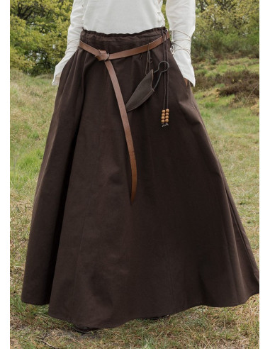 Falda medieval larga marrón oscuro