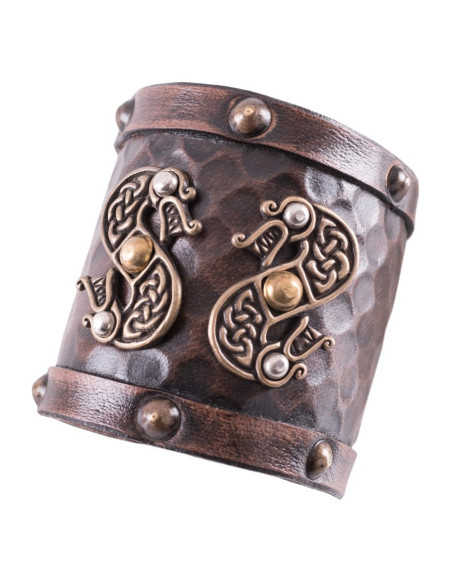 Wikinger-Doppeldrachen-Lederarmband