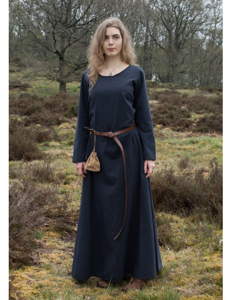 Afra lange vikingjurk, donkerblauw