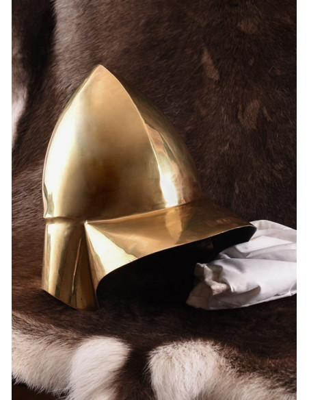 Boetische Griekse helm in messing, S....