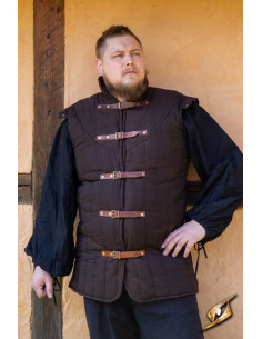 Gambeson af middelalderkriger uden ærmer, brun farve