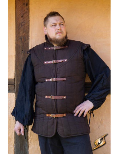 Gambeson af middelalderkriger uden ærmer, brun farve