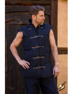 Ärmelloser mittelalterlicher Krieger-Gambeson, schwarz