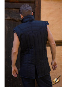 Ärmelloser mittelalterlicher Krieger-Gambeson, schwarz 2