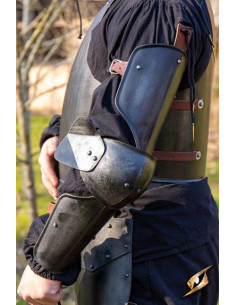 Mittelalterliche Armschützer, schwarze Lackierung