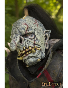 Grå troldemaske med hår, latex