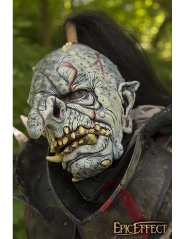 Grå troldemaske med hår, latex