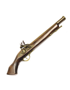 Lang pistol af messing flint