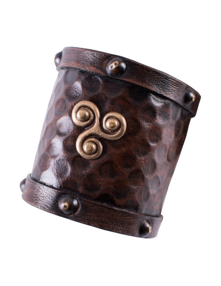 Pulsera vikinga de cuero con Trisquel