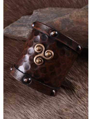 Viking læder armbånd med Trisquel