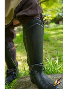 Middeleeuwse Explorer's Greaves, donkere afwerking