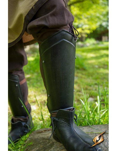 Medieval Explorer's Greaves, mørk finish
