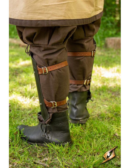 Medieval Explorer's Greaves, mørk finish