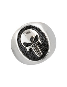 Totenkopfring aus Stahl mit rustikalem Finish