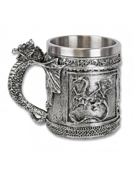Taza decorativa medieval dragón