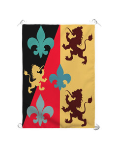 Mittelalterliches Löwen-Fleur-de-Lis-Banner (70 x 100 cm)