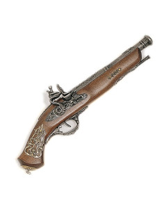 Pistola italiana Brescia de pedernal decorada