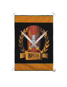 Banner der römischen Legion SPQR, Schild und Gladius (70 x 100 cm).