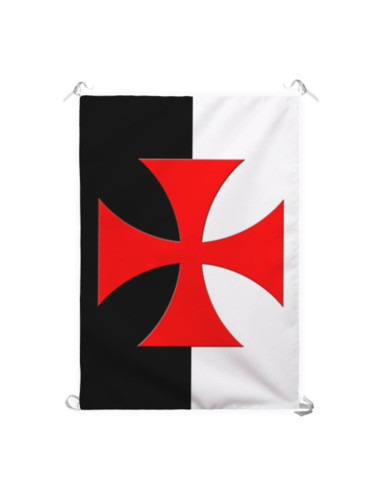 Zweifarbiges Paté-Banner mit Templerkreuz (70 x 100 cm)
 Material-Polyester