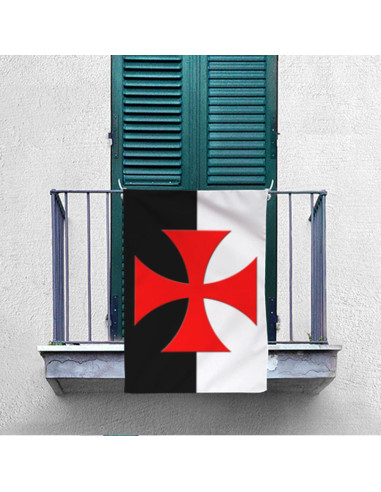Zweifarbiges Paté-Banner mit Templerkreuz (70 x 100 cm)