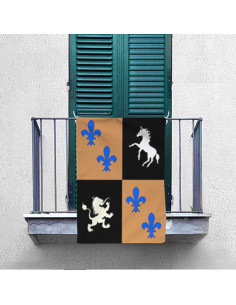 Estandarte Medieval Unicornios-Flor de Lis (70x100 cms.) 2