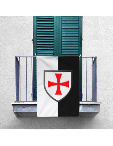 Zweifarbiges Banner mit Tempelritter Paté Cross (70x100 cm.)
