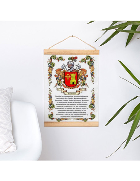 Wimpel met houten lijst...