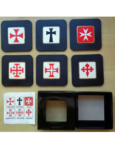 Samling 6 Coasters med Templar-kors