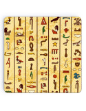 Posavasos jeroglíficos egipcios en madera, 9 cm.
