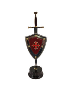 Set Katharerkreuz, Brieföffner mit Schild und Ständer