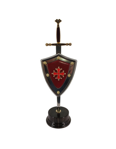 Set Cruz de los Cátaros, abrecartas con escudo y stand